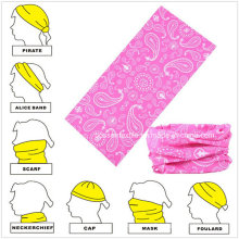 Bandana tubulaire de cou de foulard de chamois personnalisé de style sans couture imprimé Paisley rose